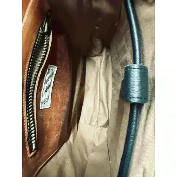 ORNAS LEATHER Mini SWAN Red Cognac Everyday leather backpack Button Zip Closure - Picture 16 of 16